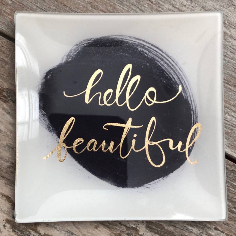 Hello Beautiful Glass Trinket Tray